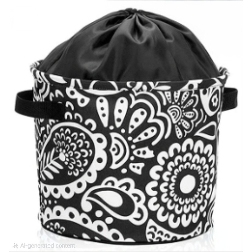 Thirty-One‎ Retired Cinch-Top Bin Black Playful Parade Storage NIP